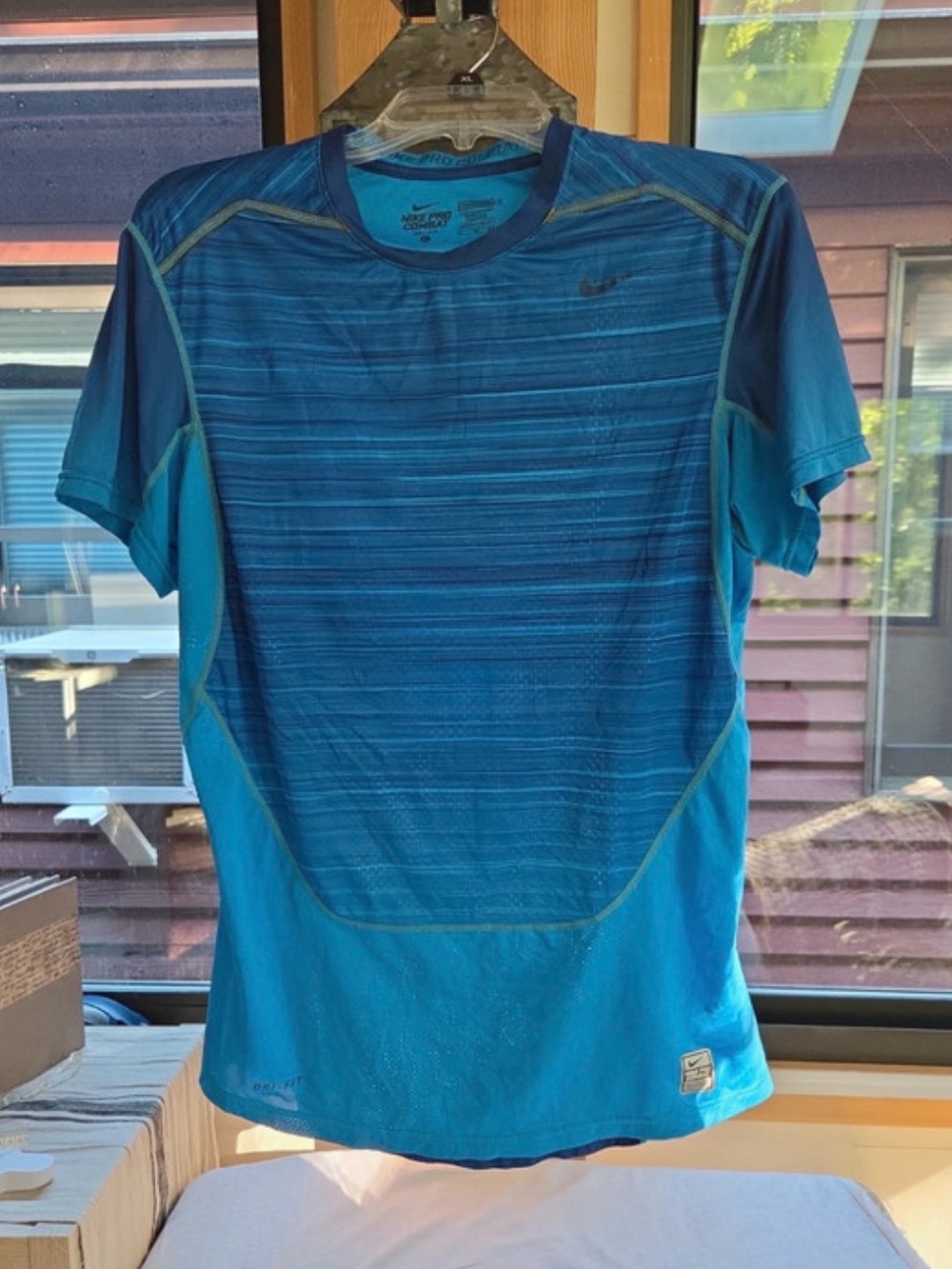 Nike Pro Combat Dri-FIT Compression Short Sleeve Shirt Blue XL